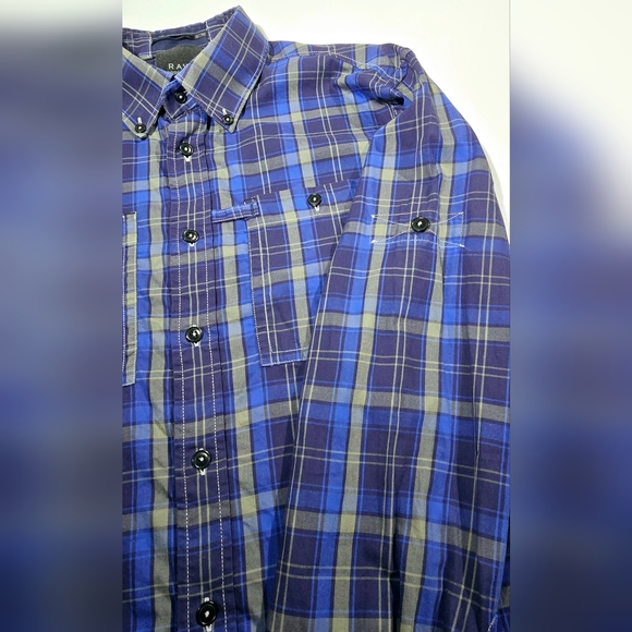 G-Star Raw Correct Line Plaid Button Down Gray Blue Shirt Men Large - Picture 4 of 8